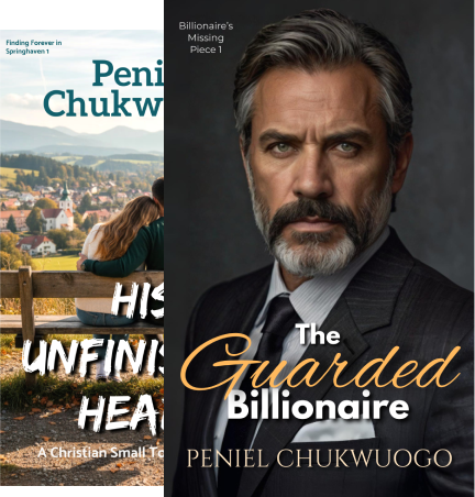 The stack of two Guarded Billionaire book cover and His Unfinished Heart.