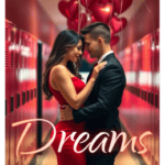 A couple in a valentine themed high school hallway